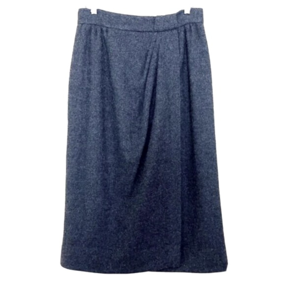 Vintage Carlisle Wool Faux Wrap Midi Skirt Dark Academia Old Money Quiet Luxury